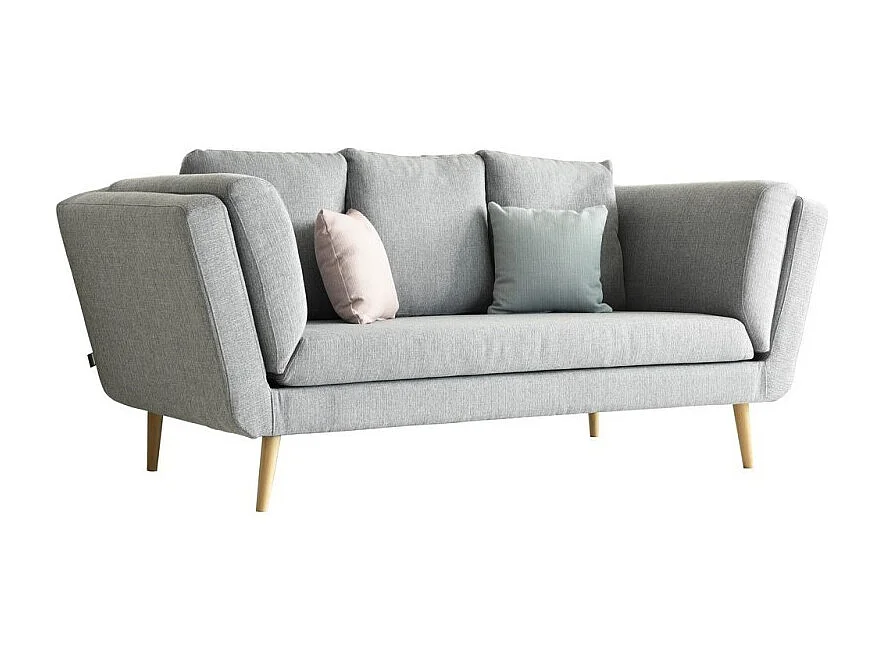 Canapé YAELLE Tissu Grosse maille Gris clair 218x86x95cm