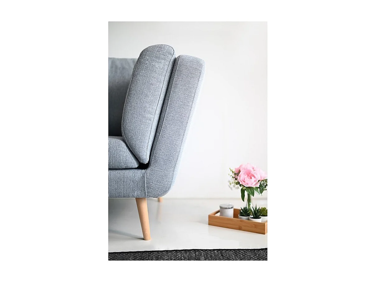 Canapé YAELLE Tissu Grosse maille Gris clair 218x86x95cm