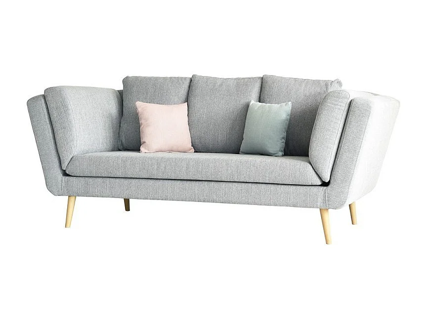 Canapé YAELLE Tissu Grosse maille Gris clair 218x86x95cm