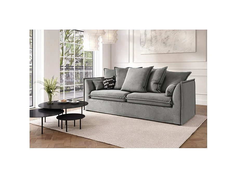 Canapé droit GAELLE Cacharel  tissu gris fixe