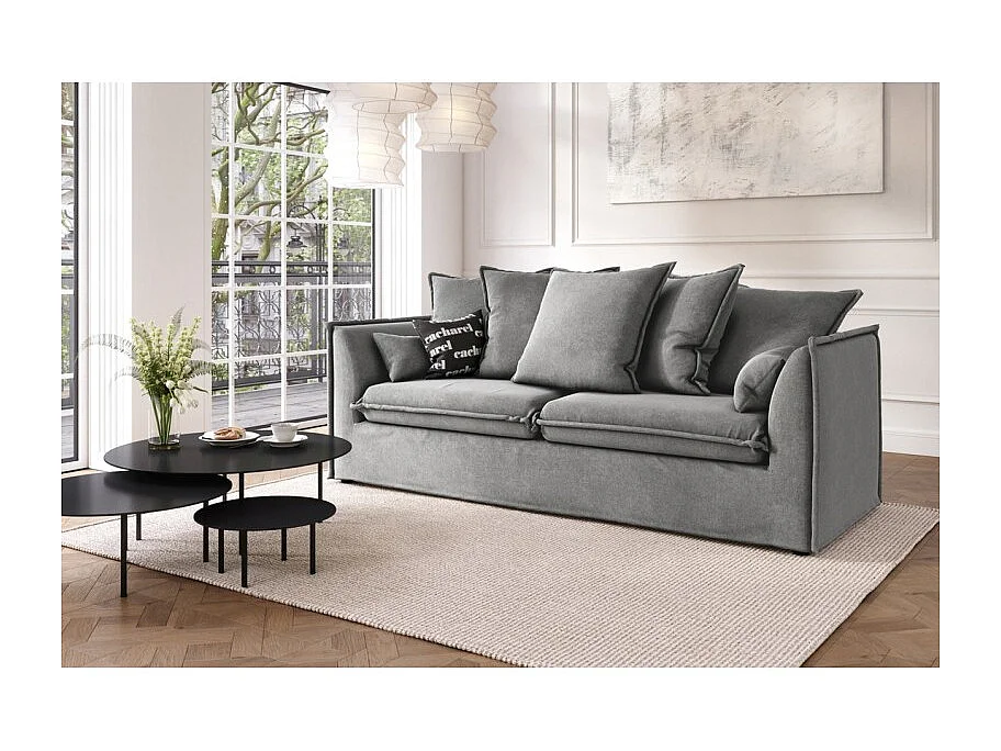 Canapé droit GAELLE Cacharel  tissu gris fixe