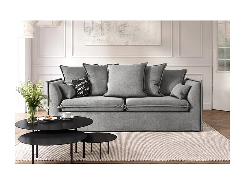 Canapé droit GAELLE Cacharel  tissu gris fixe