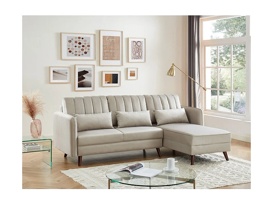 Canapé angle IDAHO tissu sable angle fixe