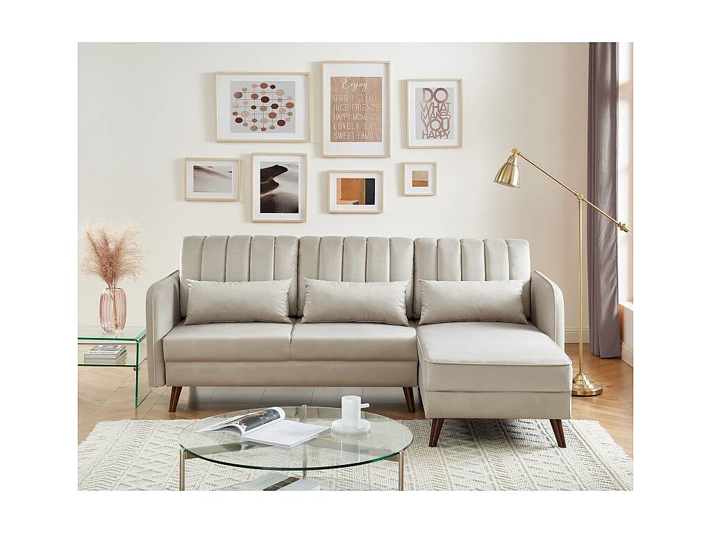 Canapé angle IDAHO tissu sable angle fixe
