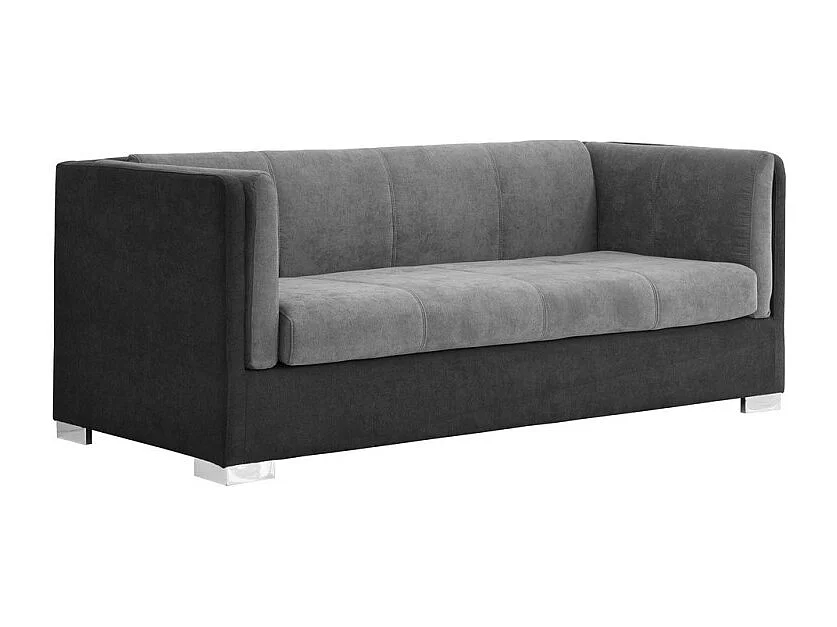 Canapé fixe 3 places SAHEL velours anthracite et noir 205 x 90 x 78 cm