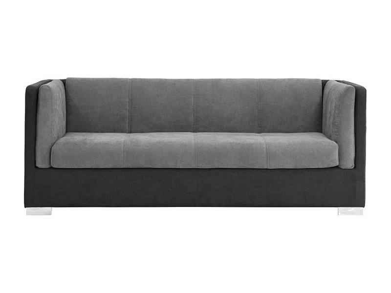 Canapé fixe 3 places SAHEL velours anthracite et noir 205 x 90 x 78 cm