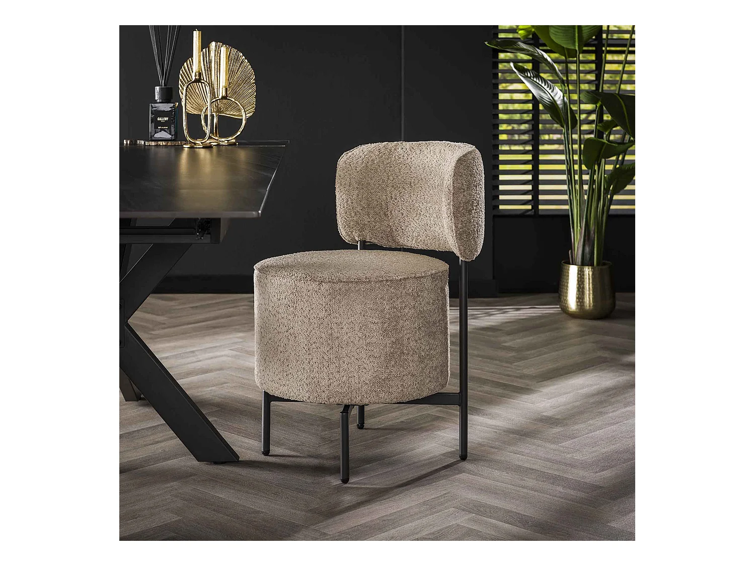 Chaise cocktail pivotante - Boucle couleur sable - Lot de 2