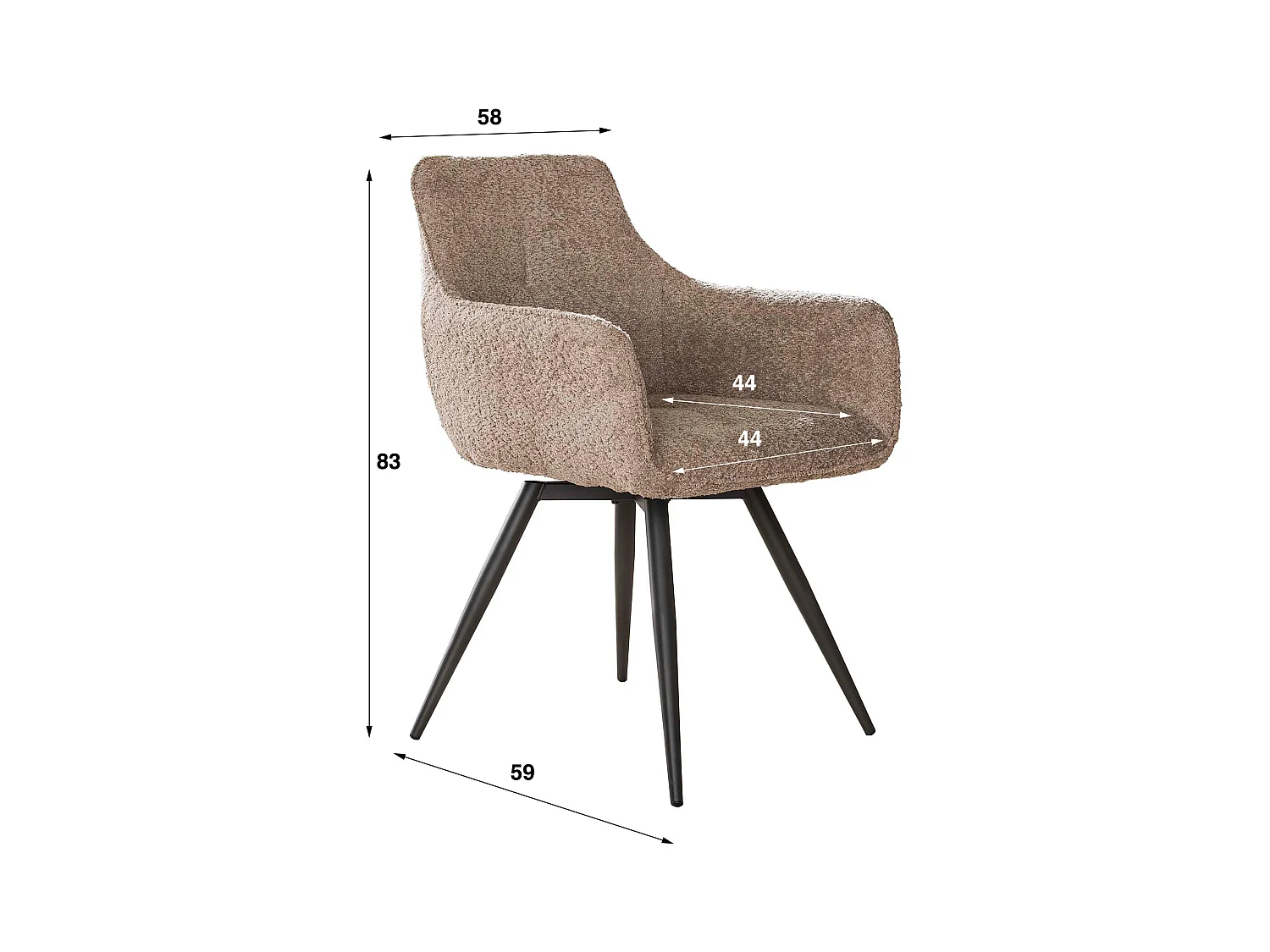 Fauteuil Boucle - Pivotant - Couleur Sable - 2 Pièces