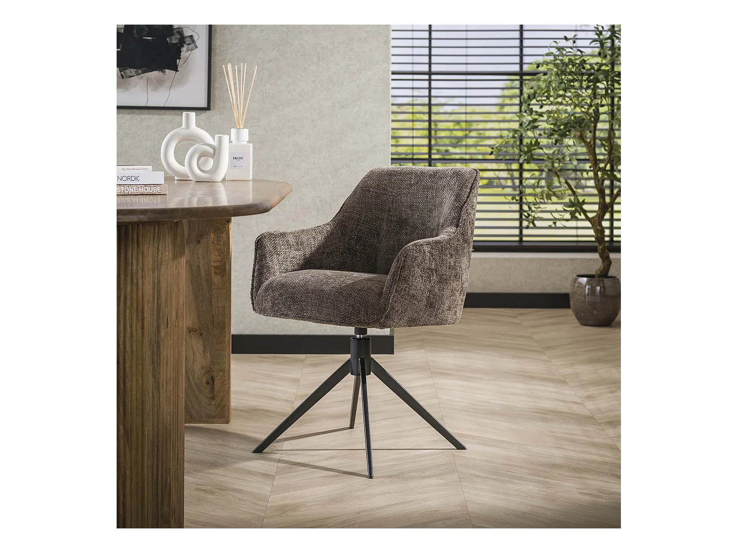 Fauteuil pivotant à tirette - 2 pièces - Taupe riche