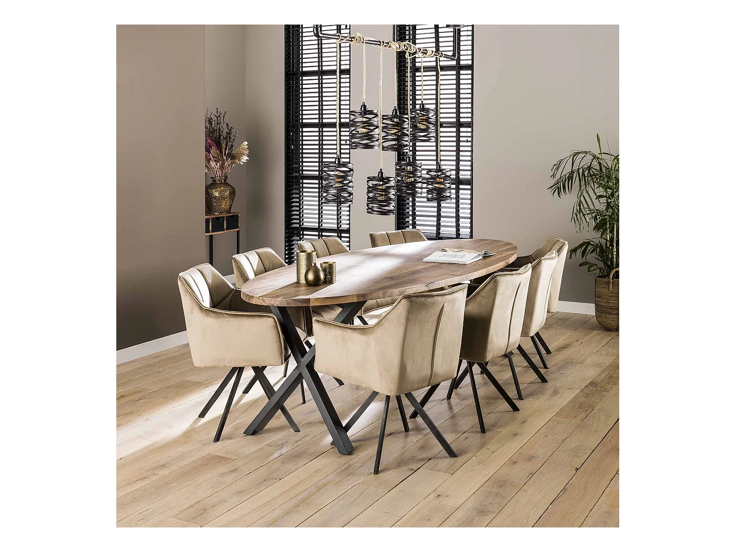 Fauteuil en velours - Champagne - Pivotant - 2 pièces