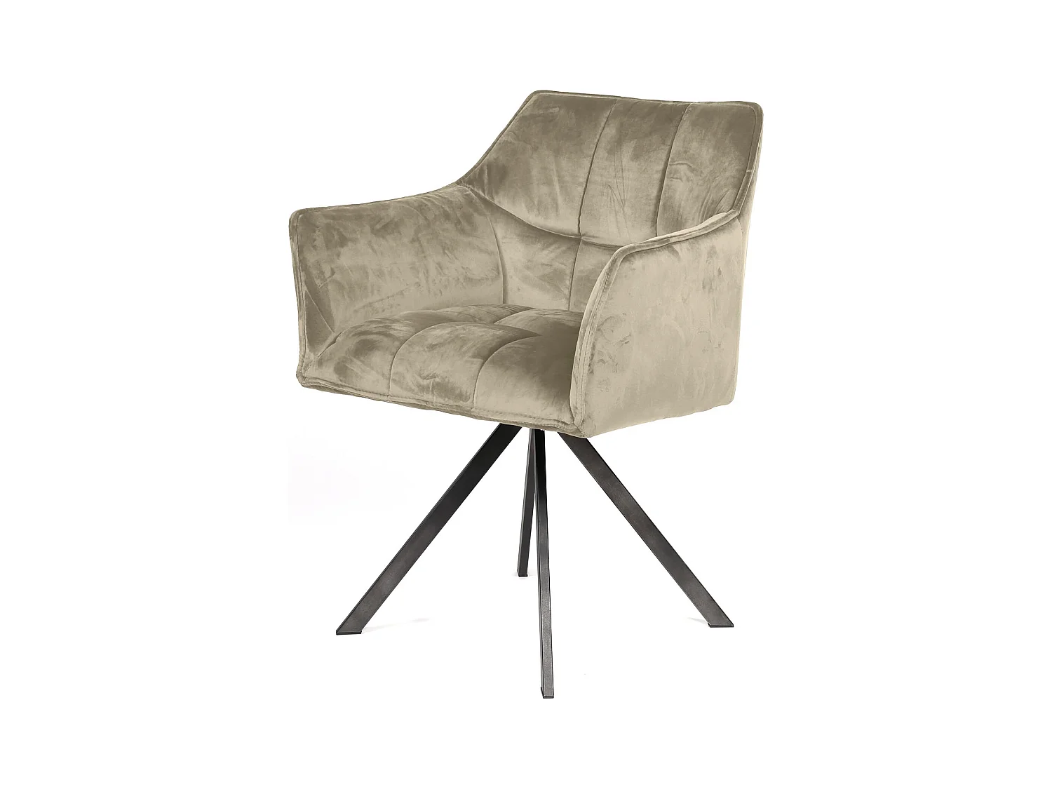 Fauteuil en velours - Champagne - Pivotant - 2 pièces