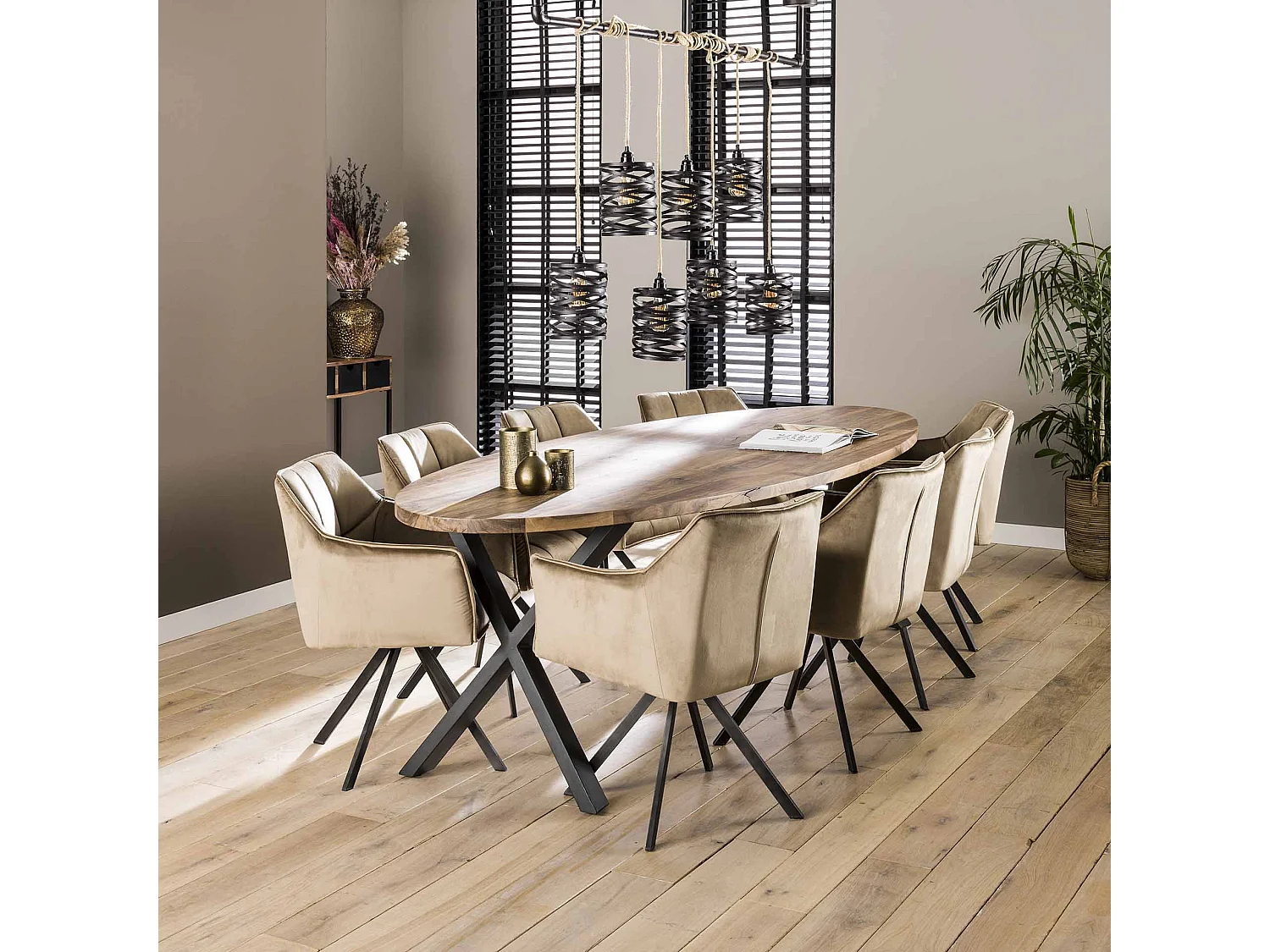 Fauteuil en velours - Champagne - Pivotant - 2 pièces