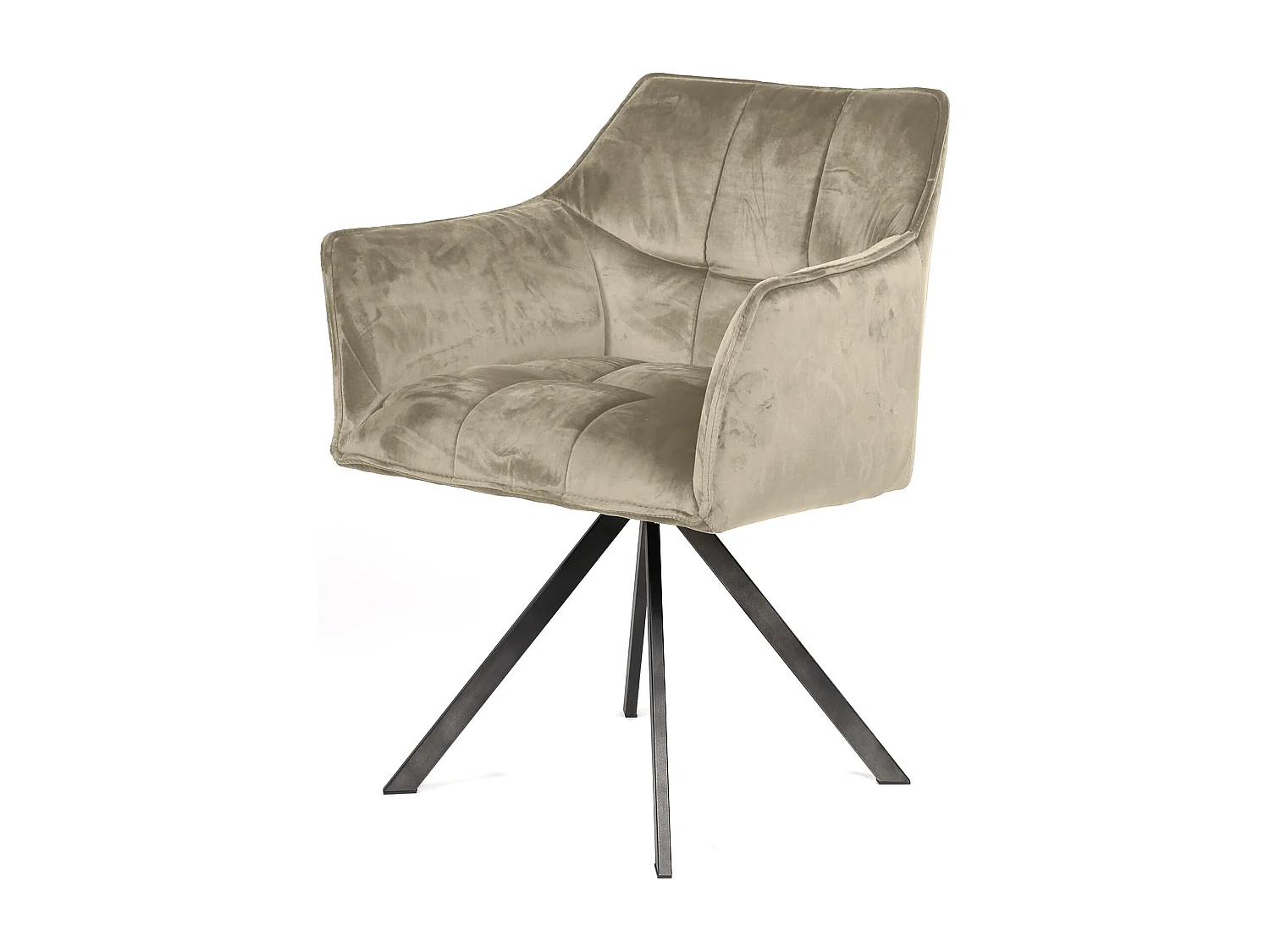 Fauteuil en velours - Champagne - Pivotant - 2 pièces