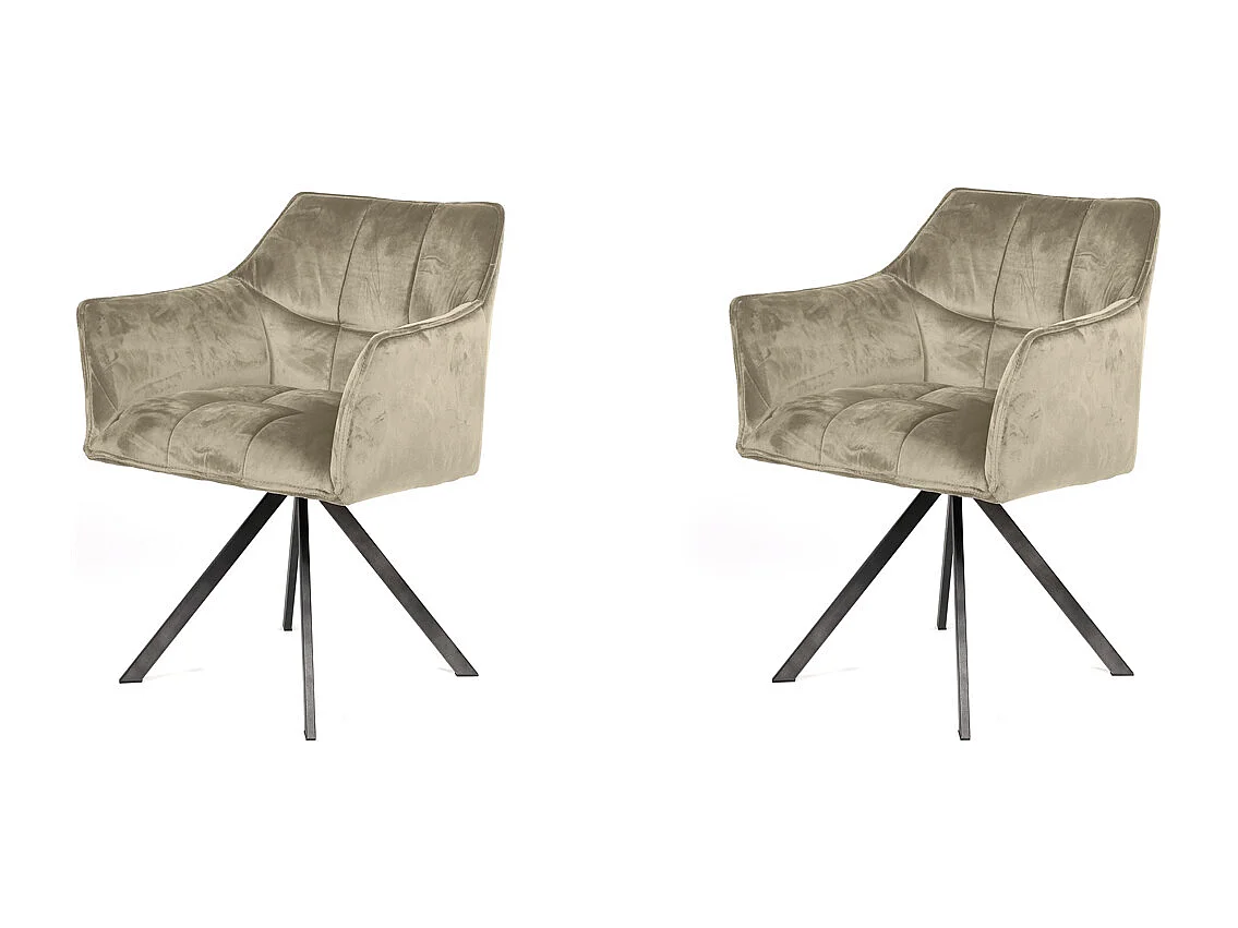 Fauteuil en velours - Champagne - Pivotant - 2 pièces
