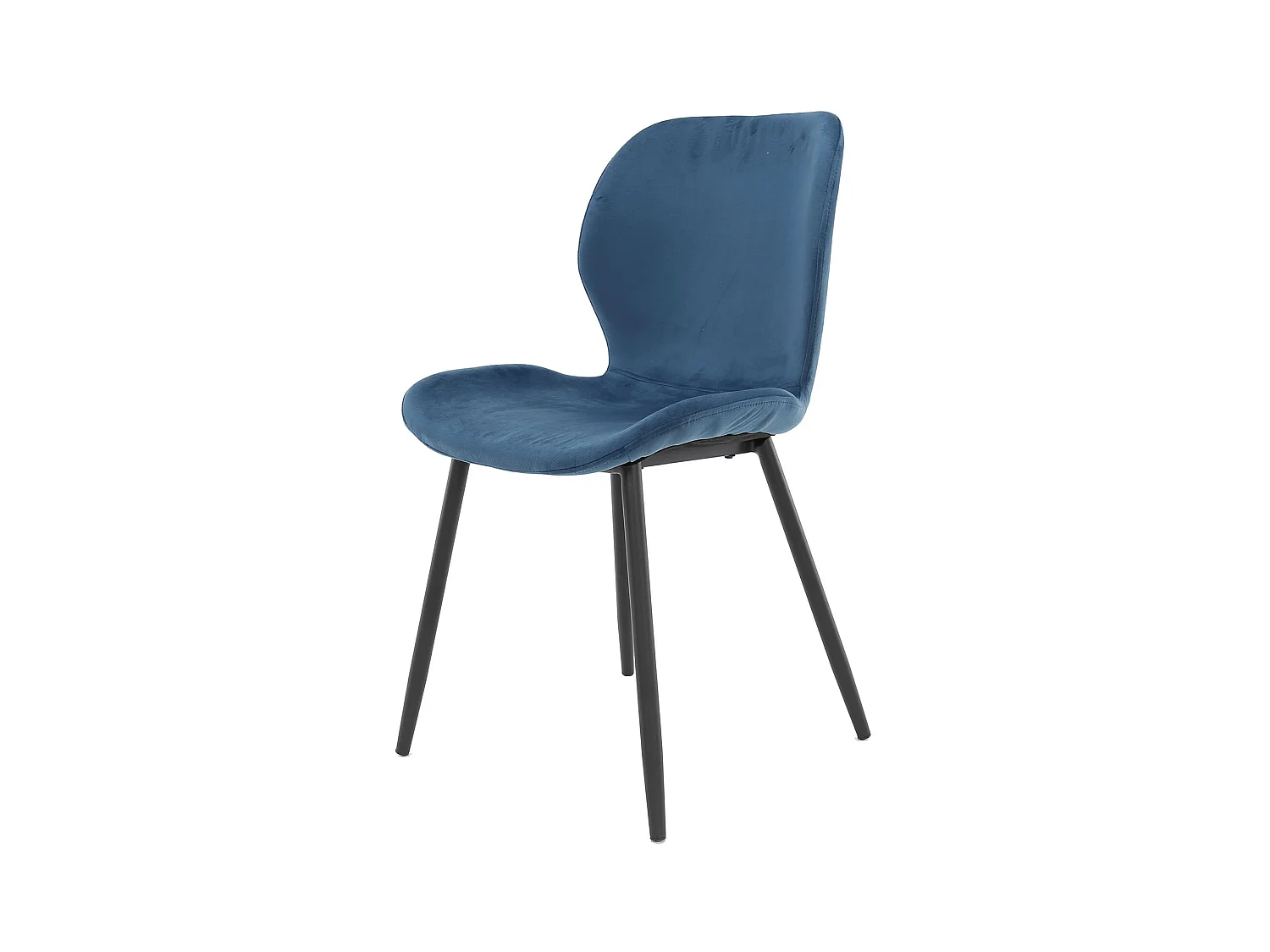 Chaise en velours - Assise coque - Bleu - 4 pièces