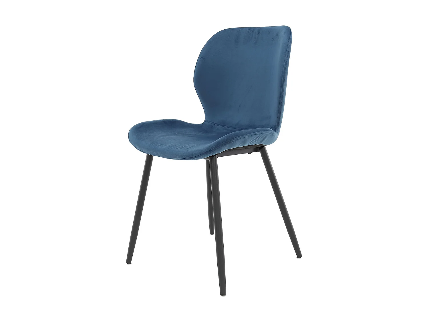 Chaise en velours - Assise coque - Bleu - 4 pièces