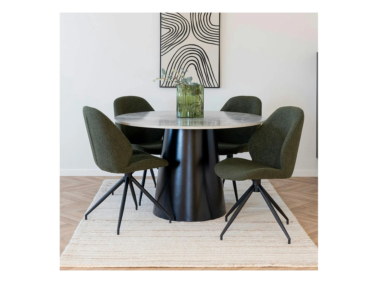 Chaise pivotante verte en tissu bouclette (lot de 2) BERLIN