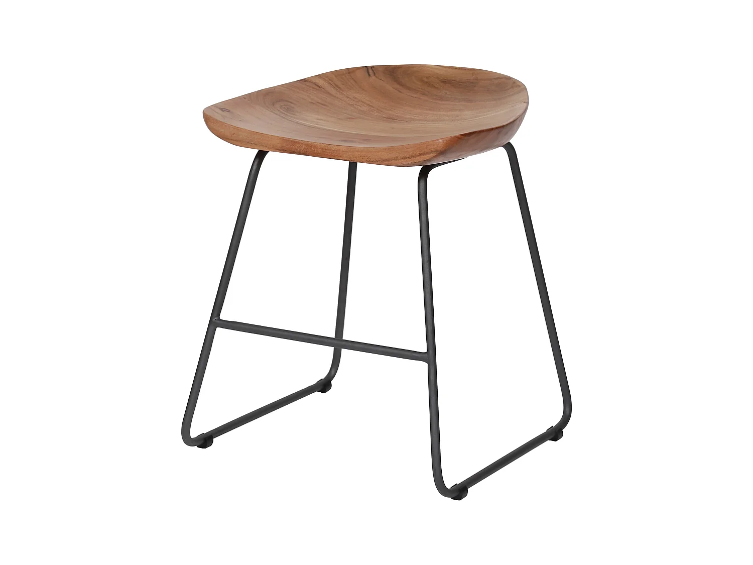 Tabouret en bois d'acacia - Marron - 2 pièces
