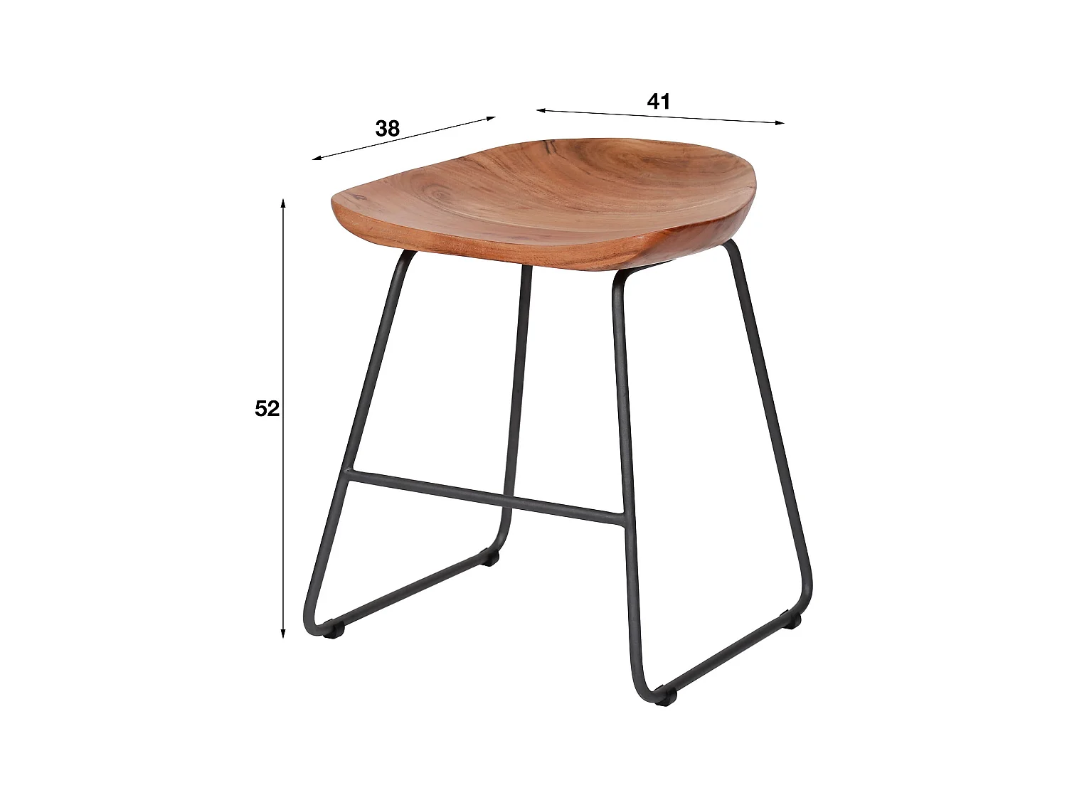 Tabouret en bois d'acacia - Marron - 2 pièces