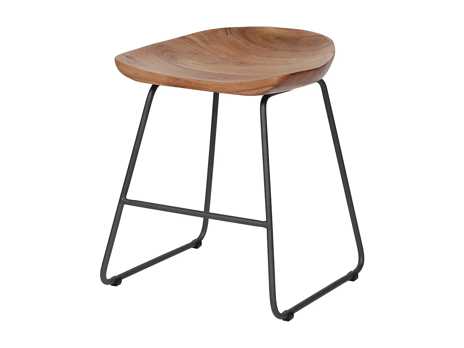 Taburete de madera - Marrón - Madera de acacia - 2 piezas