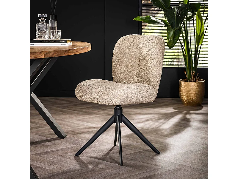 Stoel Comfort Draaibaar. 2 Stuks - Boucle Zandkleur