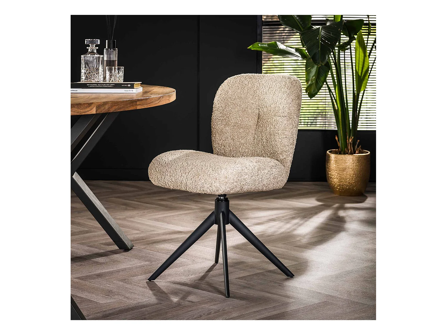 Chaise pivotante confort. 2 pièces - Boucle couleur sable