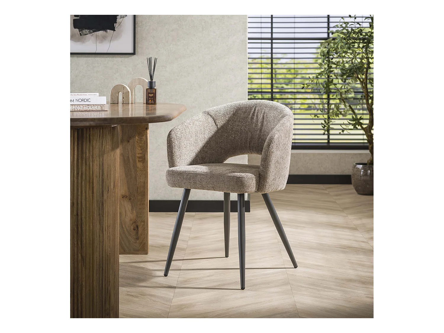 Fauteuil Boucle Salon - Tissée Cargo Couleur Sable - Lot de 2