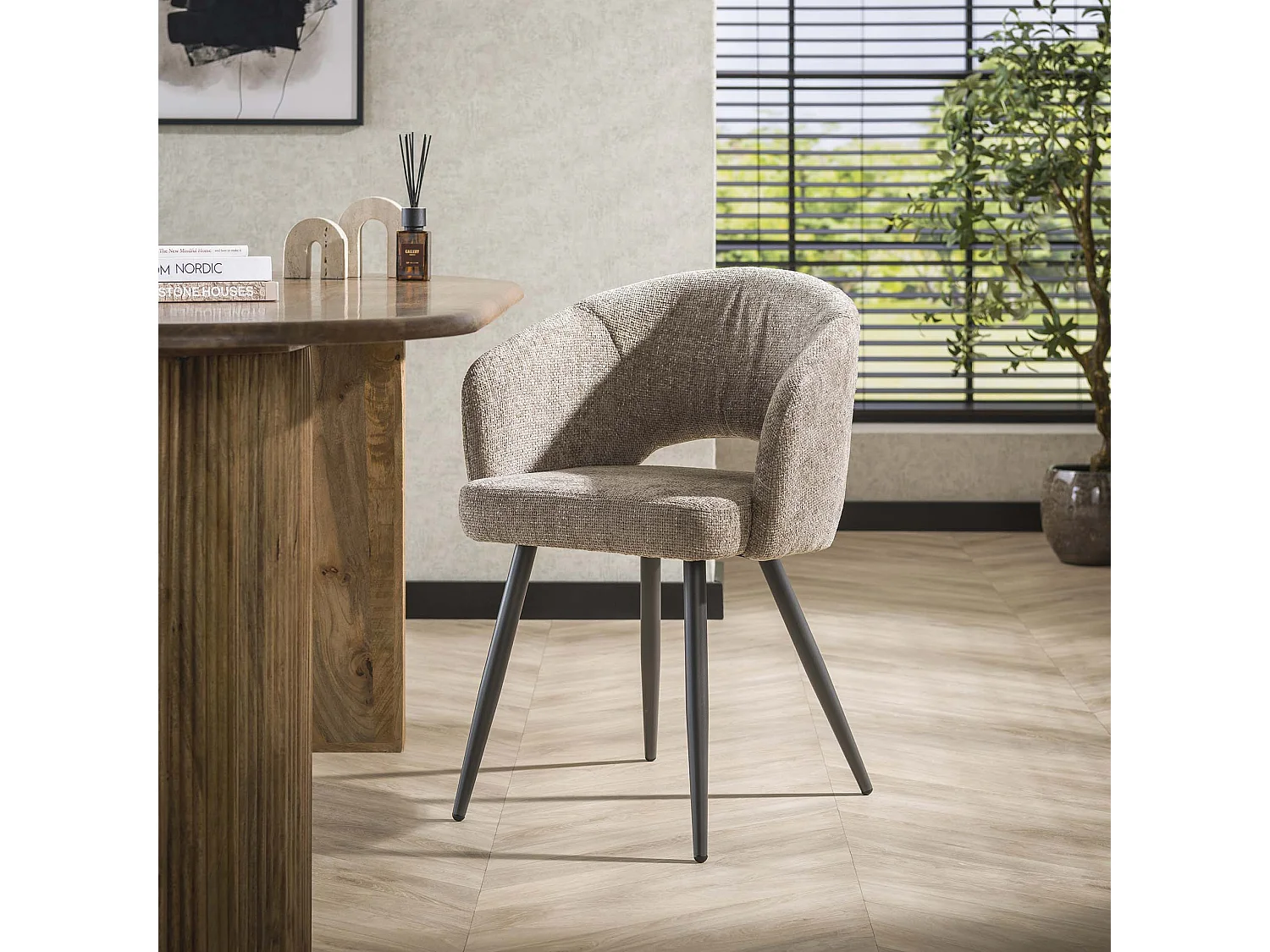 Fauteuil Boucle Salon - Tissée Cargo Couleur Sable - Lot de 2