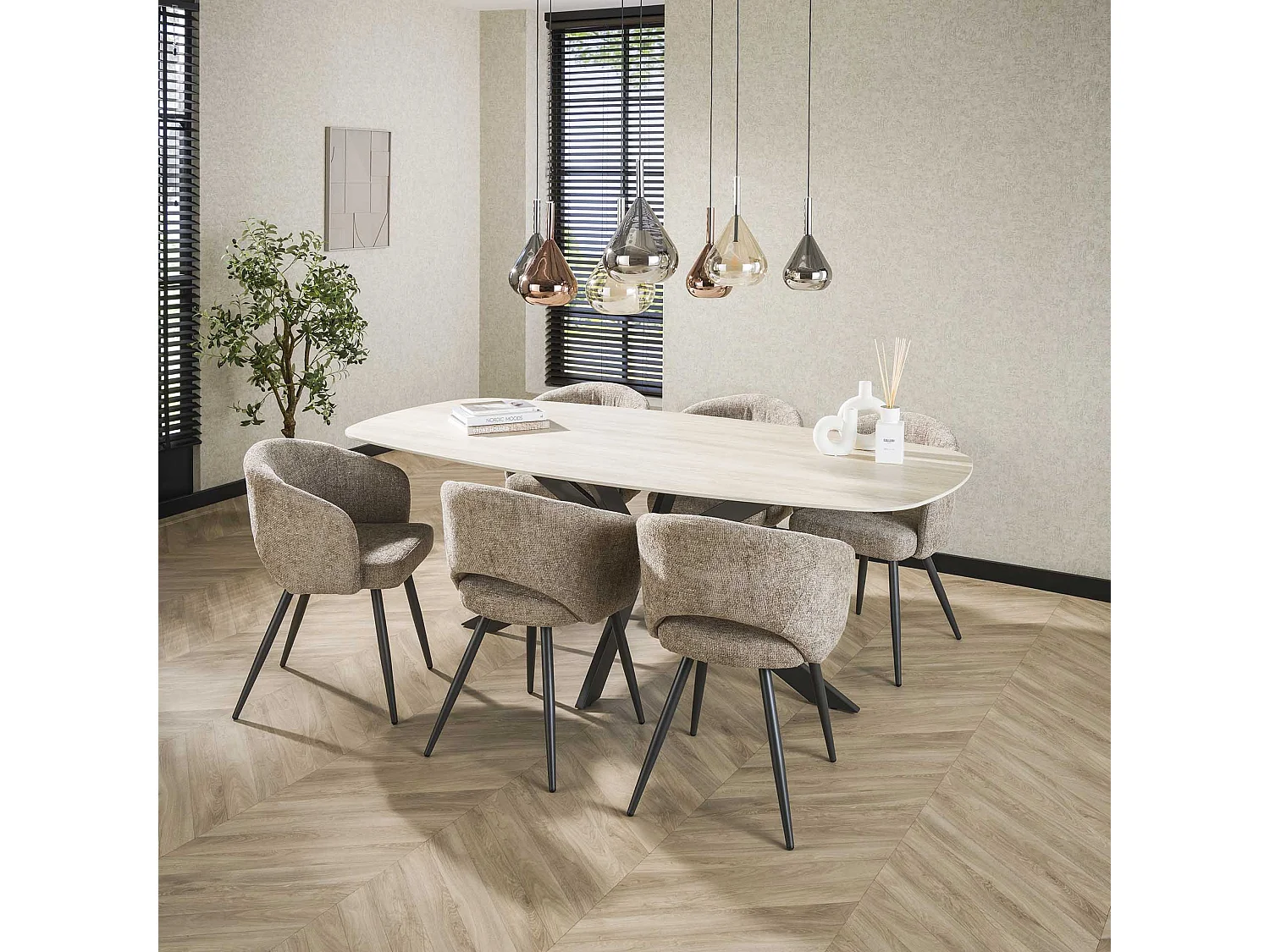 Fauteuil Boucle Salon - Tissée Cargo Couleur Sable - Lot de 2