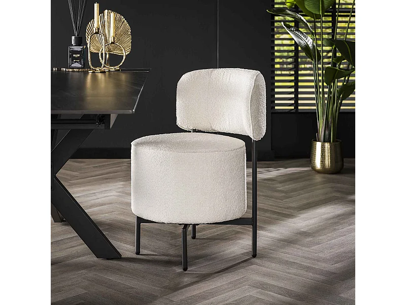 Chaise cocktail pivotante - 2 pièces - Boucle Blanc