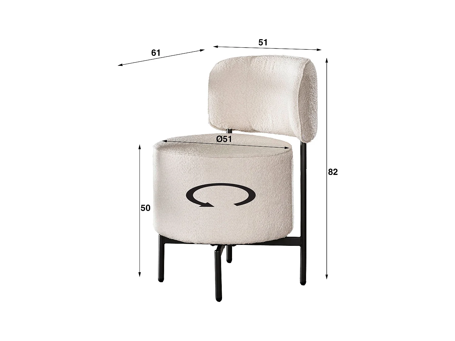 Chaise cocktail pivotante - 2 pièces - Boucle Blanc