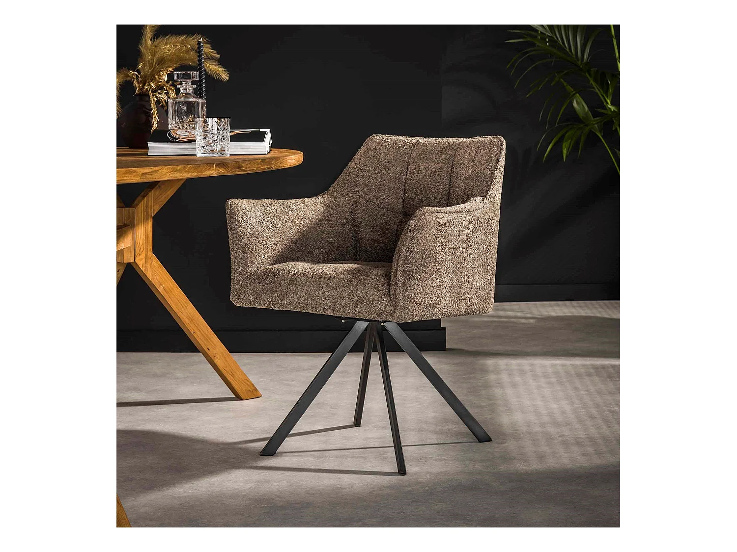 Fauteuil Raster Pivotant - 2 Pièces - Bouclé Taupe