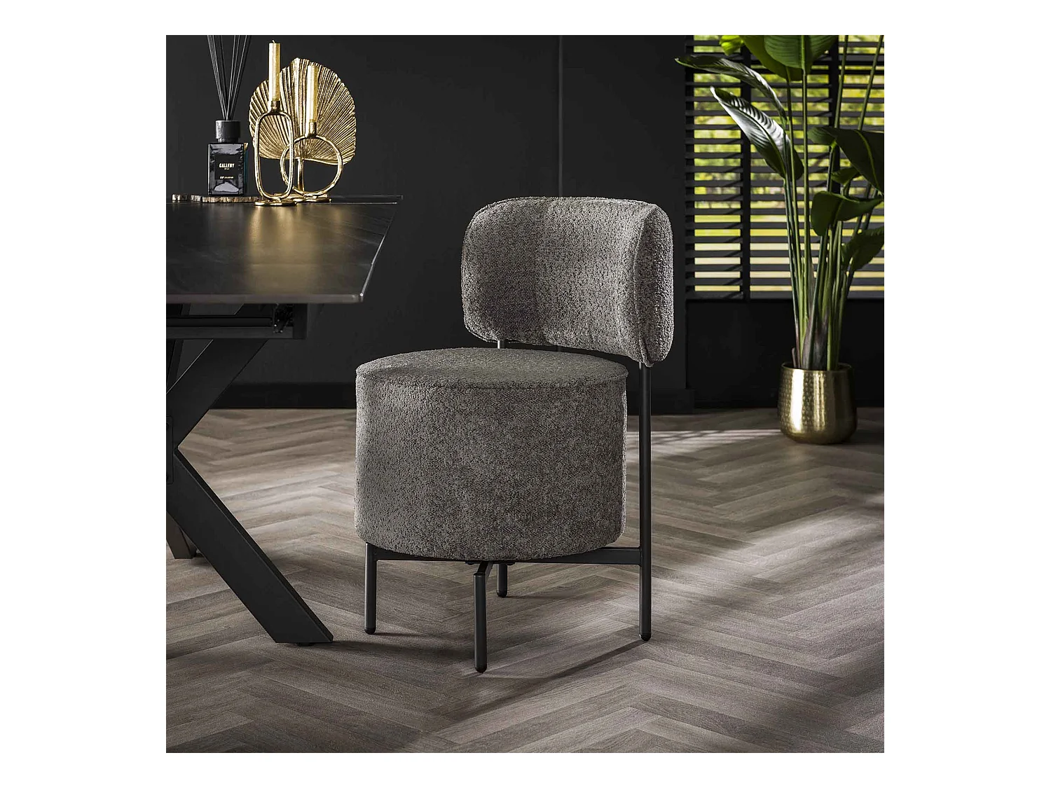 Chaise cocktail pivotante - 2 pièces - Gris Boucle