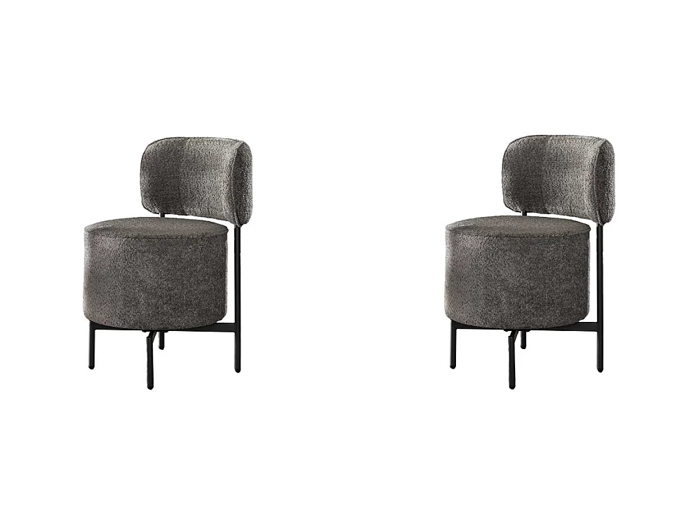 Chaise cocktail pivotante - 2 pièces - Gris Boucle