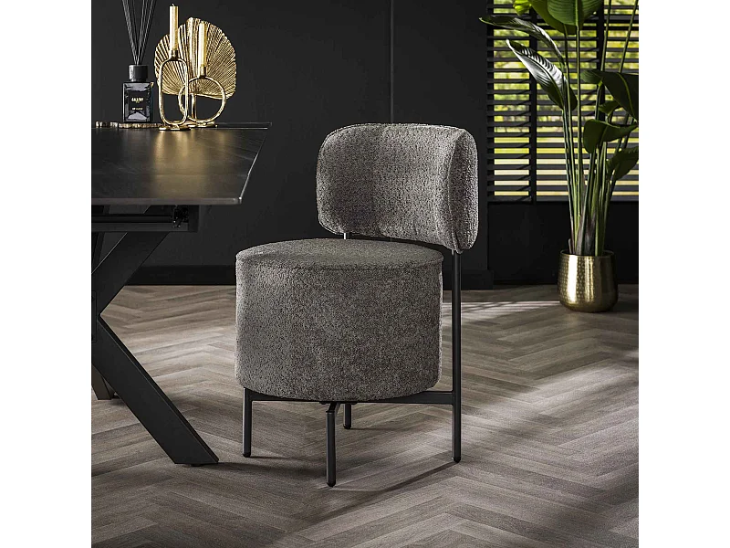 Chaise cocktail pivotante - 2 pièces - Gris Boucle