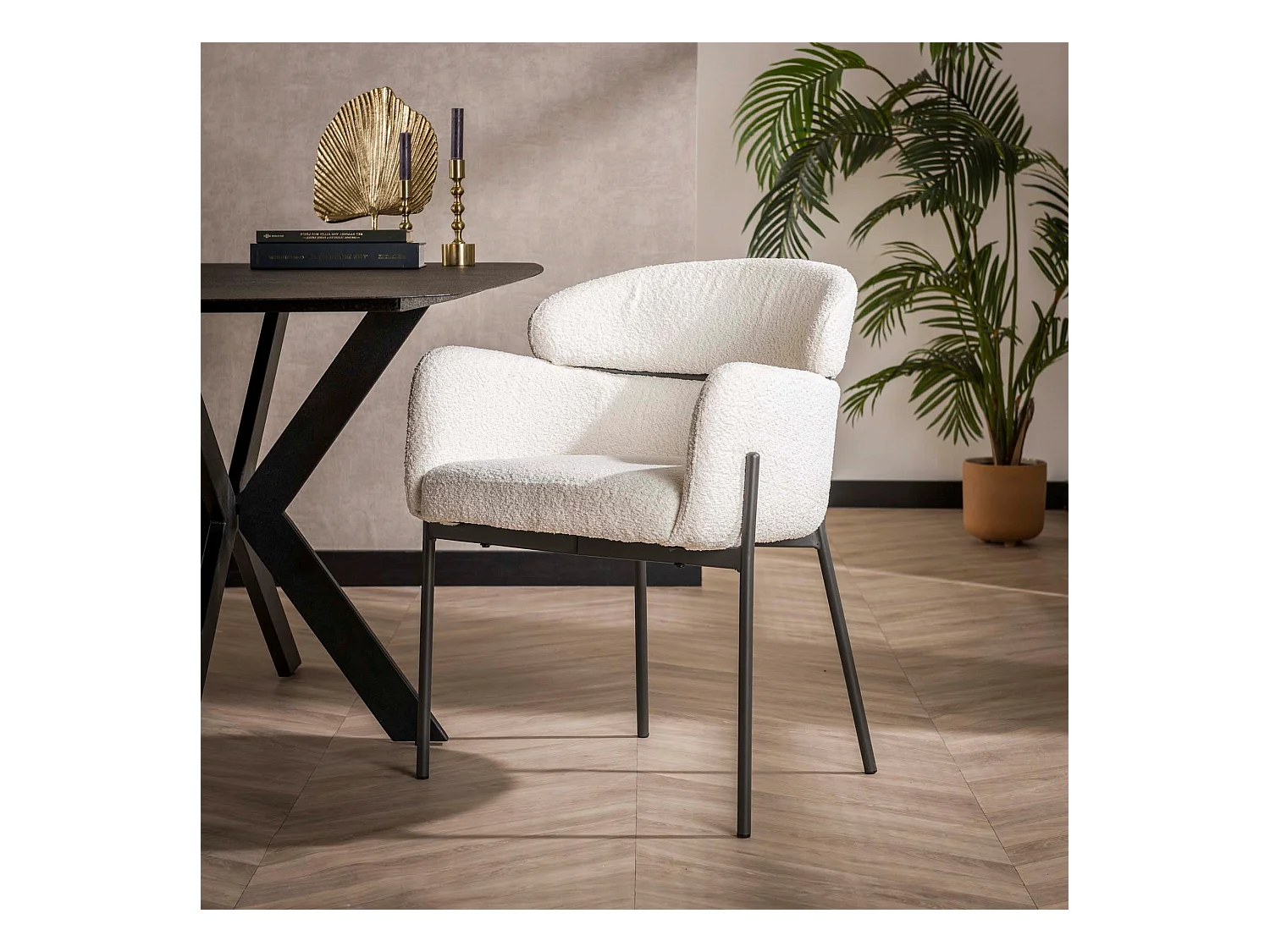 Fauteuil Boucle - Dossier rond - Blanc - 2 pièces