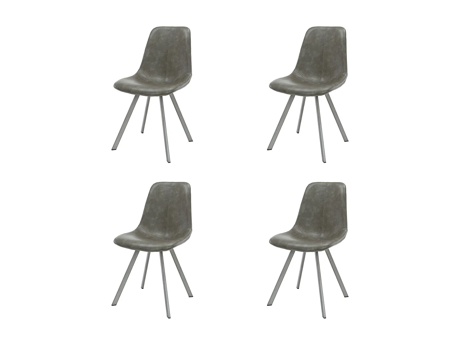 Stoel zig-zag patroon - Taupe - PU leder - 4 stuks