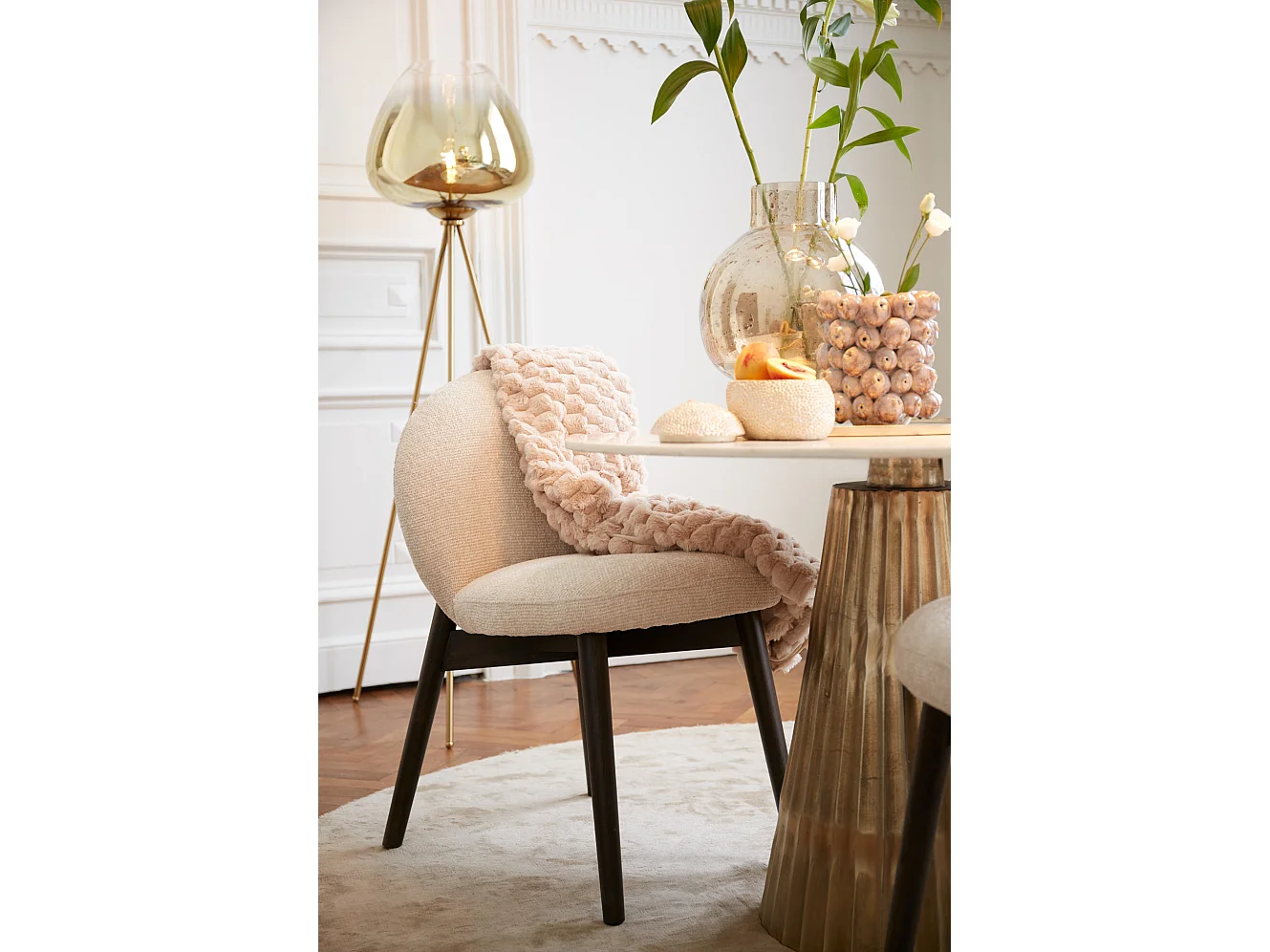 Chaise de salle à manger SINOSA - 59x50x83cm - Blanc - Lot de 2