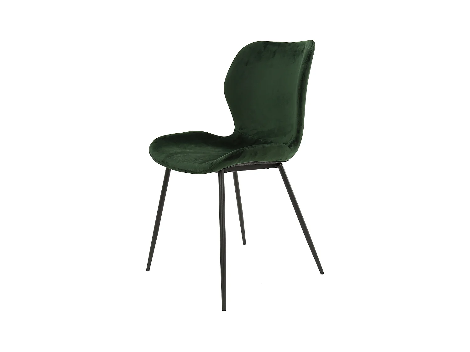 Chaise en velours - Assise coque - Vert - 4 pièces