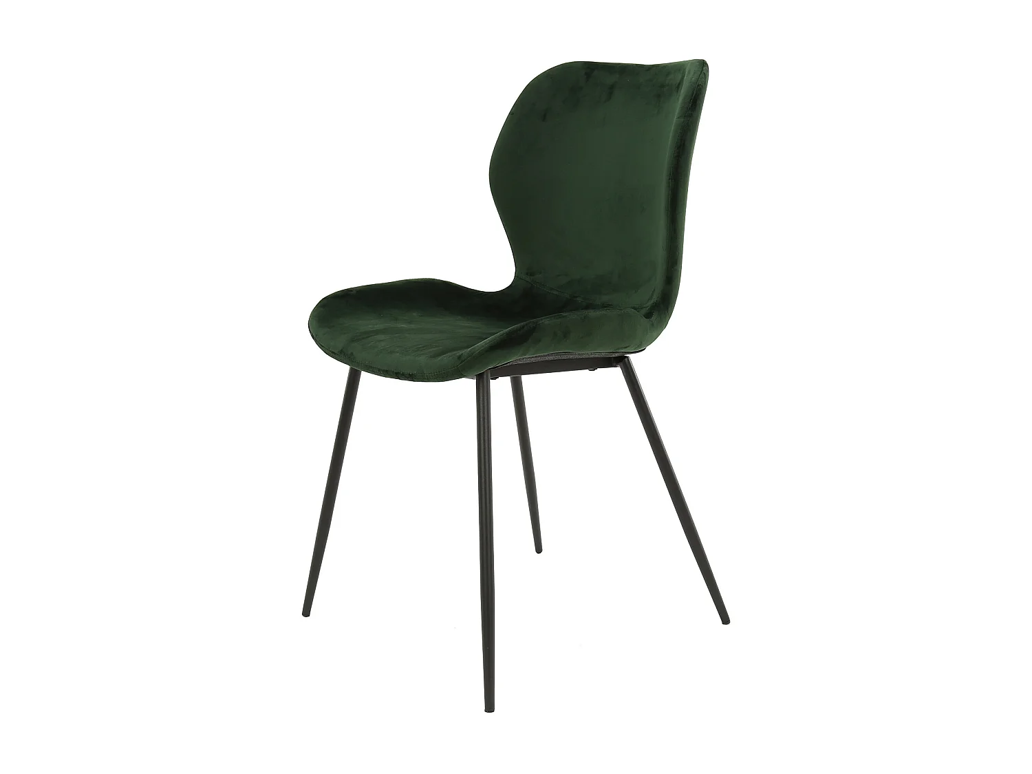 Chaise en velours - Assise coque - Vert - 4 pièces