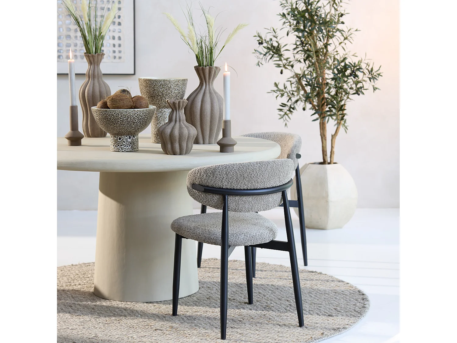 Chaise de salle à manger ENIOLA - 54x52x76cm - Marron - Lot de 2