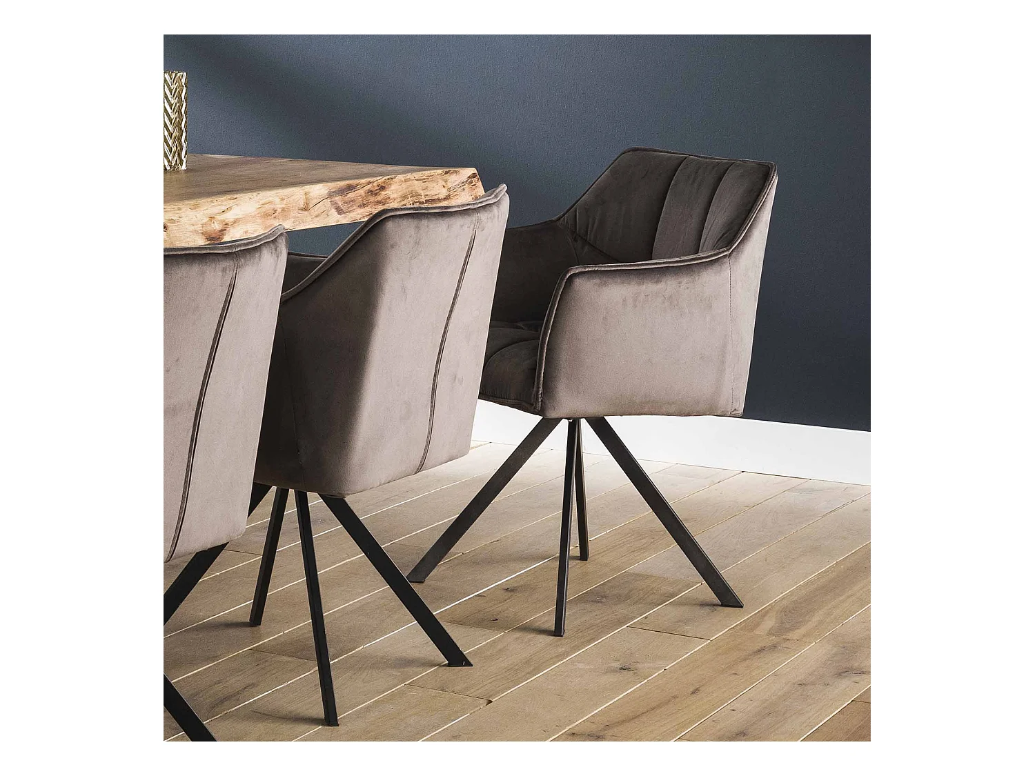 Samtsessel - Anthrazit - Drehbar - 2 Stück