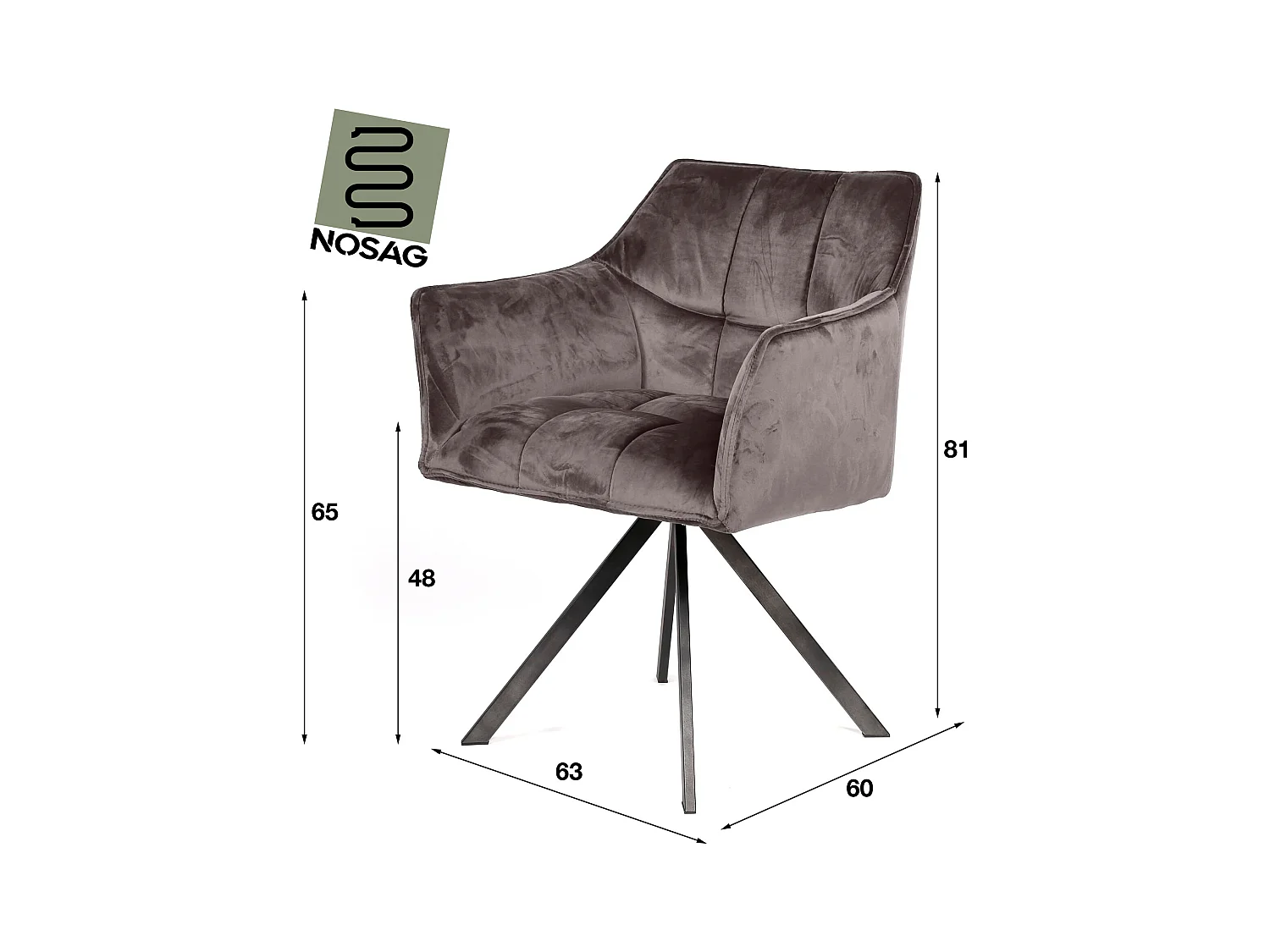 Samtsessel - Anthrazit - Drehbar - 2 Stück