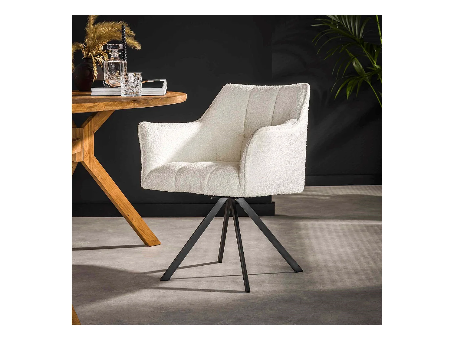 Fauteuil pivotant Raster - Bouclé Blanc - Lot de 2