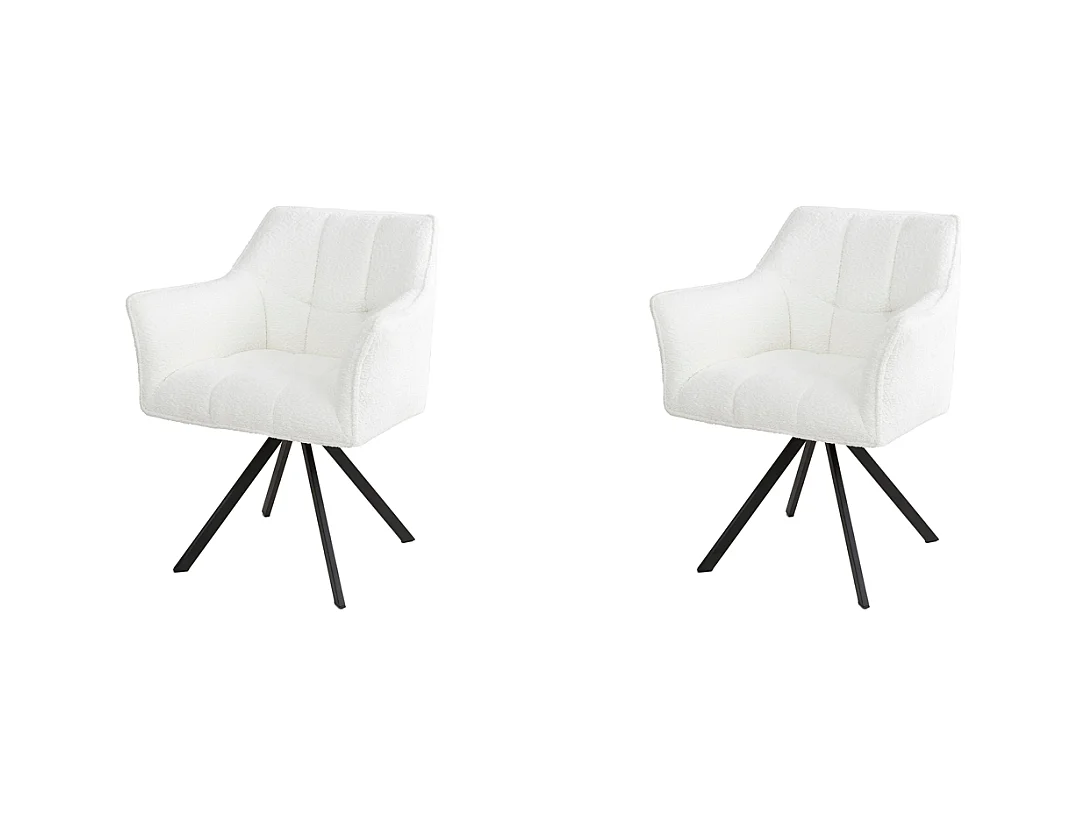 Fauteuil pivotant Raster - Bouclé Blanc - Lot de 2