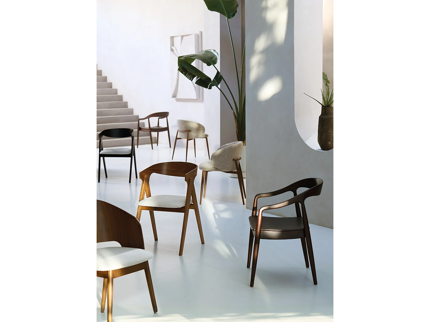 Eetkamerstoel ALUKO - 56x57x74cm - Wit - Set van 2