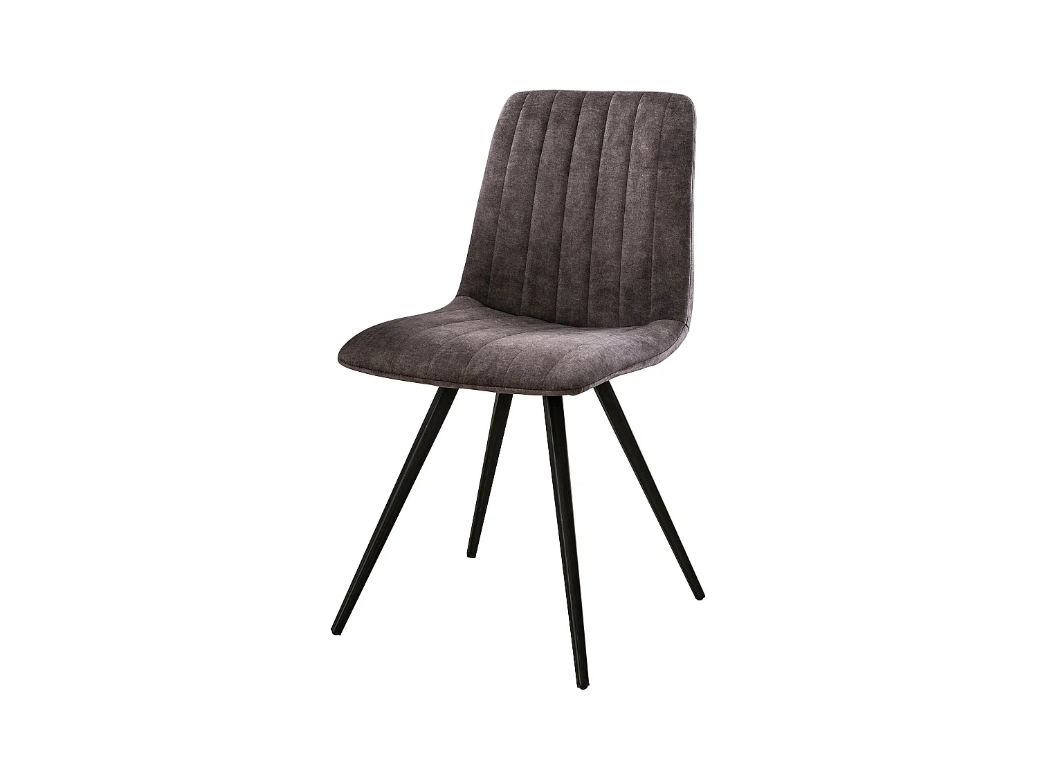 Chaise en velours - Point droit - Gris - 4 pièces