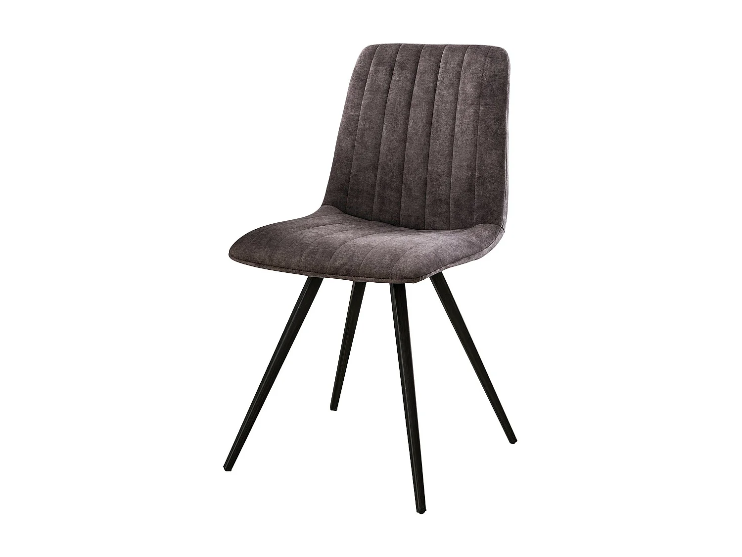 Chaise en velours - Point droit - Gris - 4 pièces