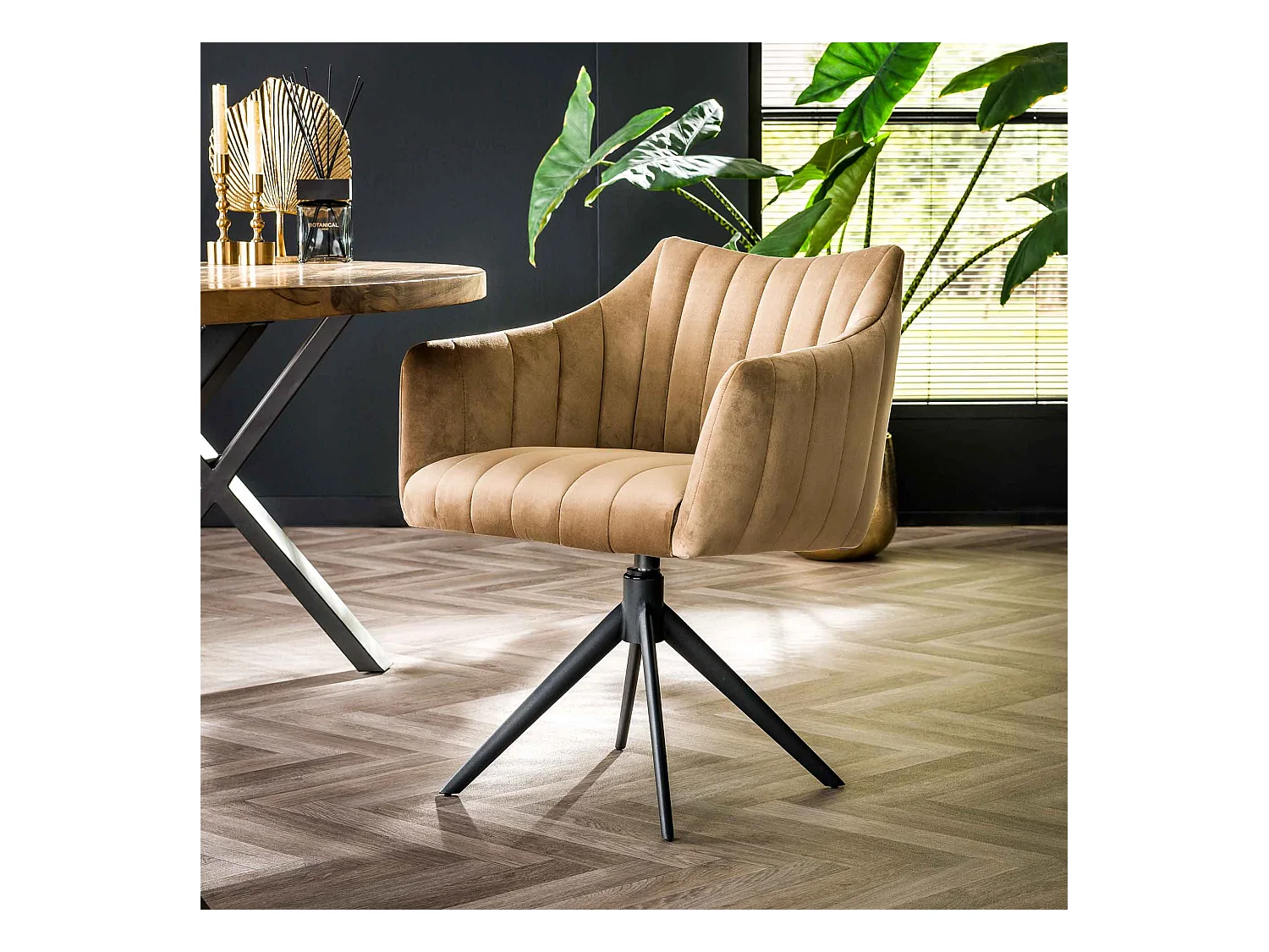 Fauteuil Cinéma Pivotant - Velours Champagne - 2 Pièces