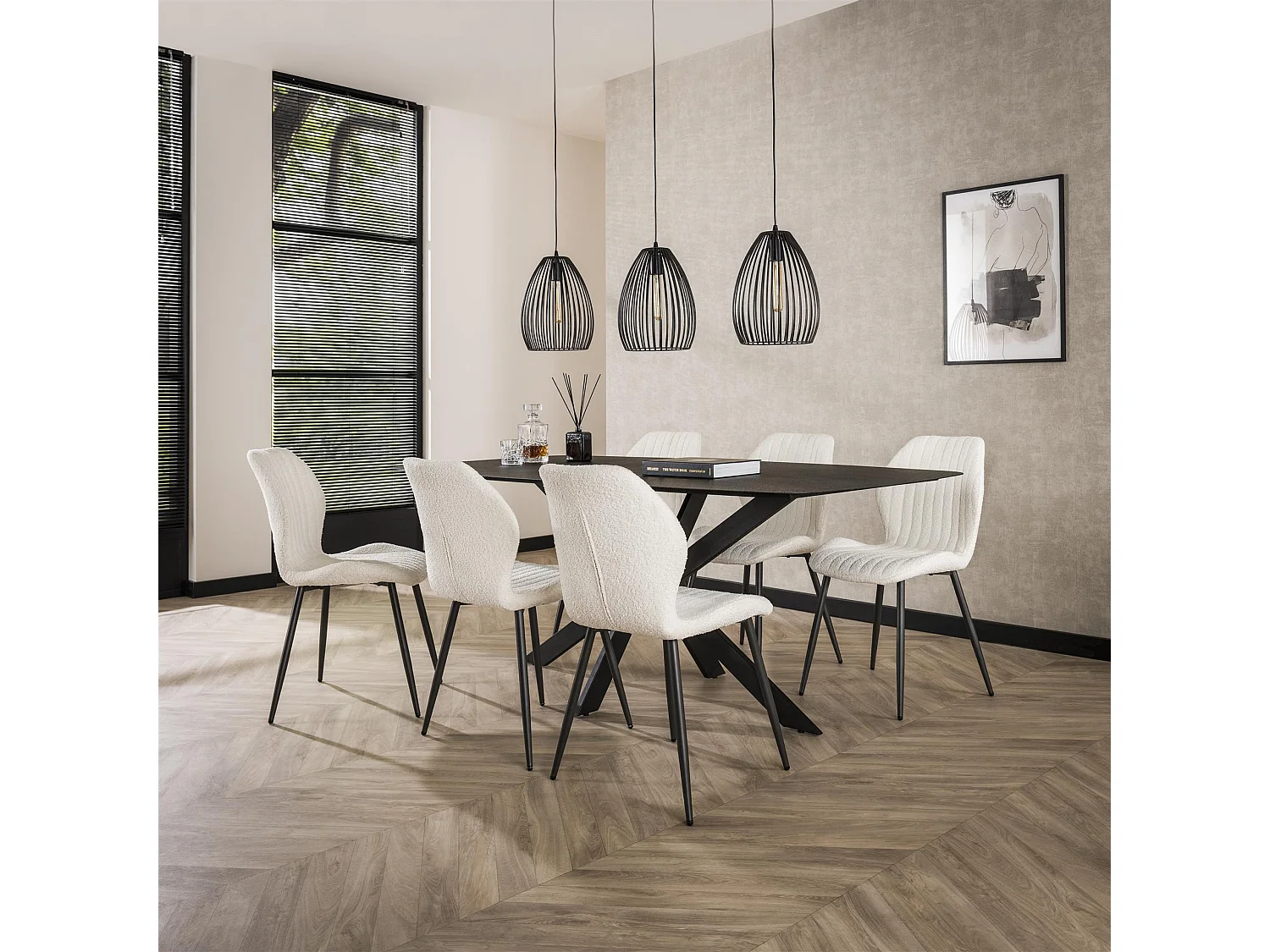 Chaise Len - Boucle - Blanc - 4 Pièces